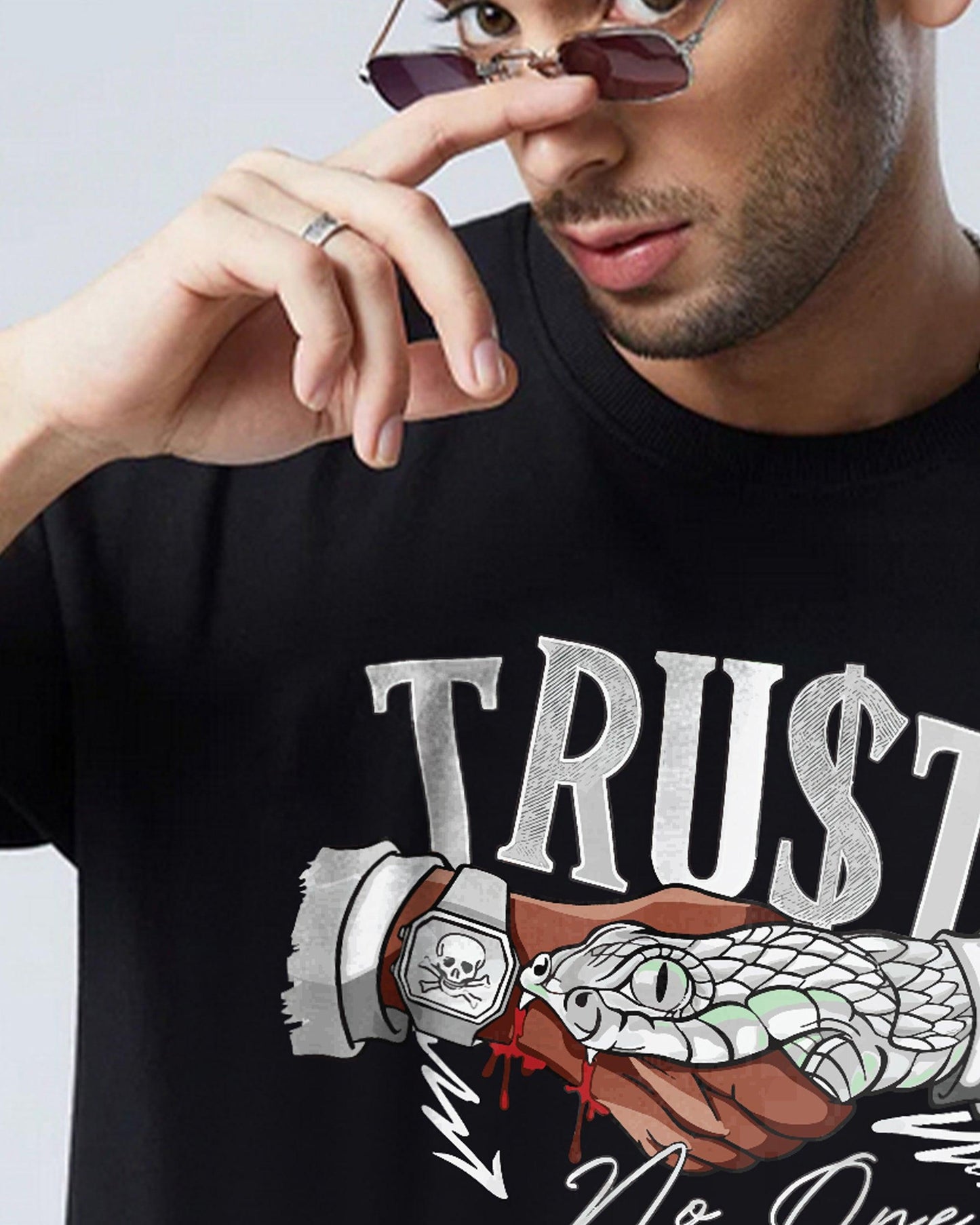 TRUST ISSUES PYTHON BLACK OVERSIZED T-SHIRT