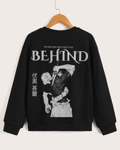 ANIME BEHIND GAINS BLACK REGULAR FIT SWEATSHIRT