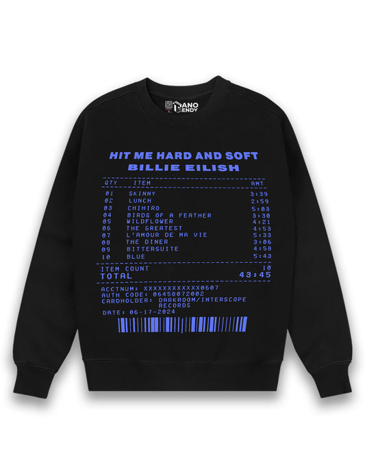 BILLIE EILISH HARD AND SOFT MUSIC BLACK SWEATSHIRT