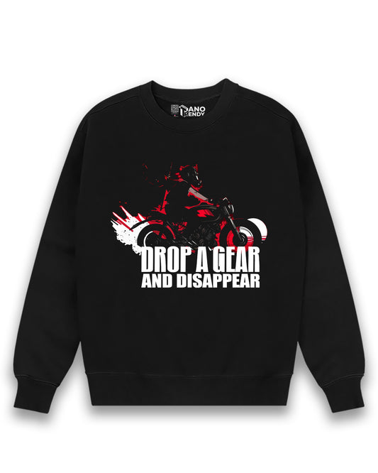 DROP A GEAR BLACK REGULAR FIT SWEATSHIRT