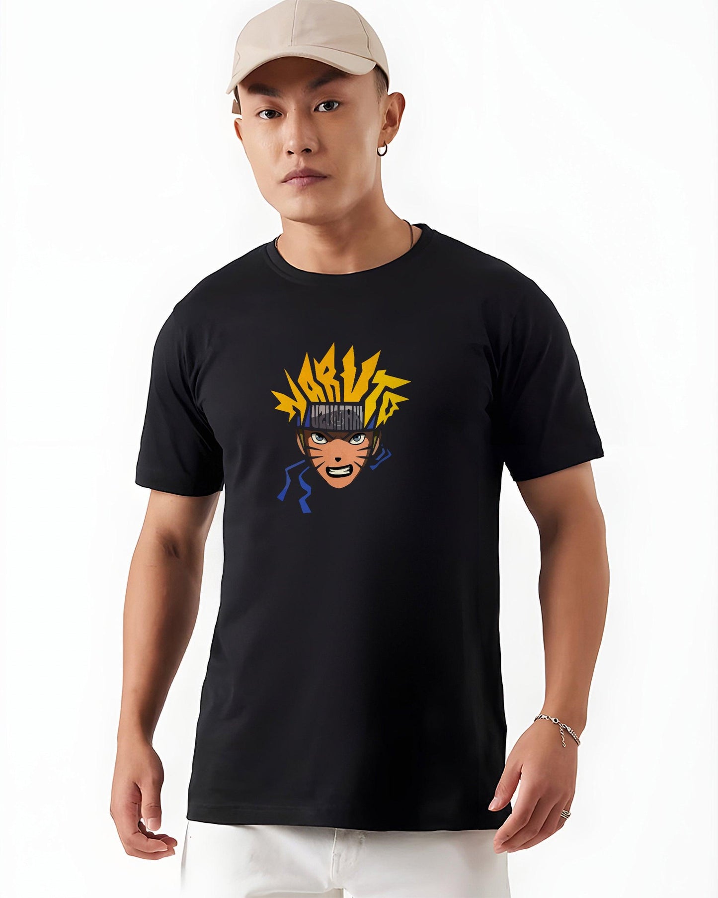 ANIME WORRIER LOOK BLACK REGULAR T-SHIRT