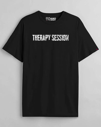 THERAPY SESSION BLACK REGULAR FIT T-SHIRT