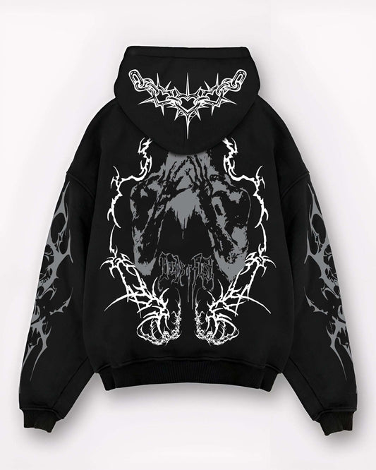 DEEDS OF FLESH RAGE BLACK HOODIE