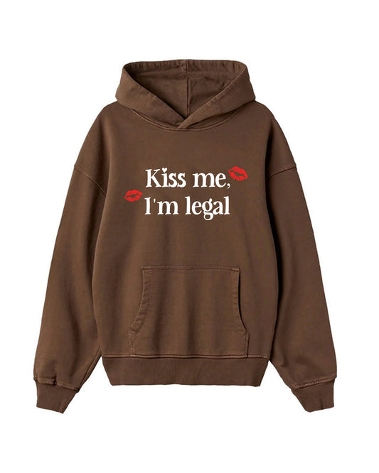 KISS ME LOVE BROWN HOODIE