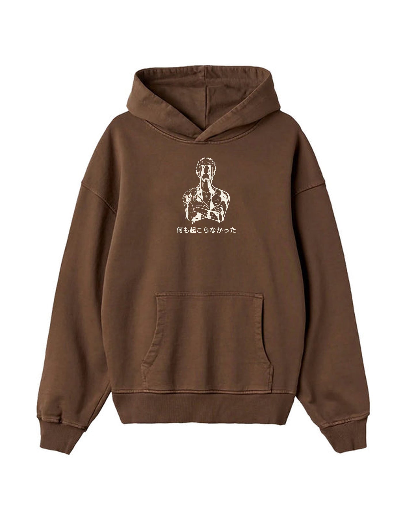 ANIME SWORD JUSTICE BROWN REGULAR FIT HOODIE