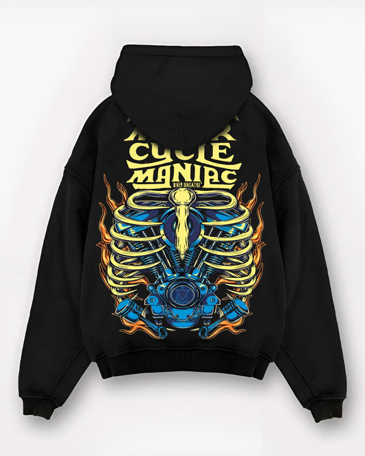 MOTOR CYCLE MANIAC BLACK HOODIE