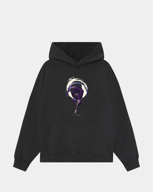 SAMURAI VIBES BLACK REGULAR FIT HOODIE