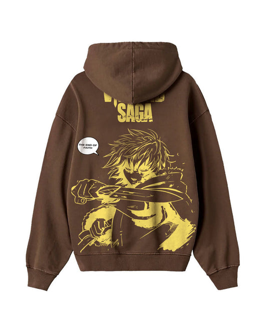 ANIME NO ENEMIES BROWN REGULAR FIT HOODIE