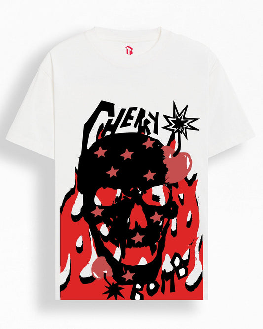 CHERRY BOMB WHITE OVERSIZED T-SHIRT