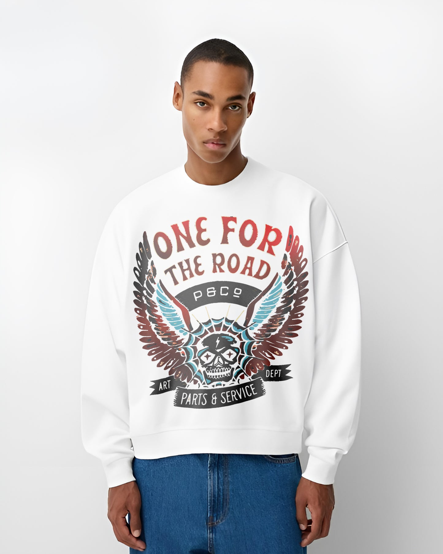 ONE FOR RIDERS WHITE SWEATSHIRT