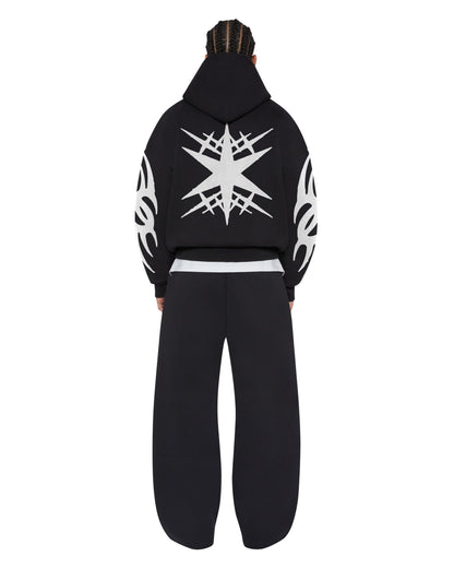 ROCK STAR BLACK ZIPPER HOODIE REGULAR FIT