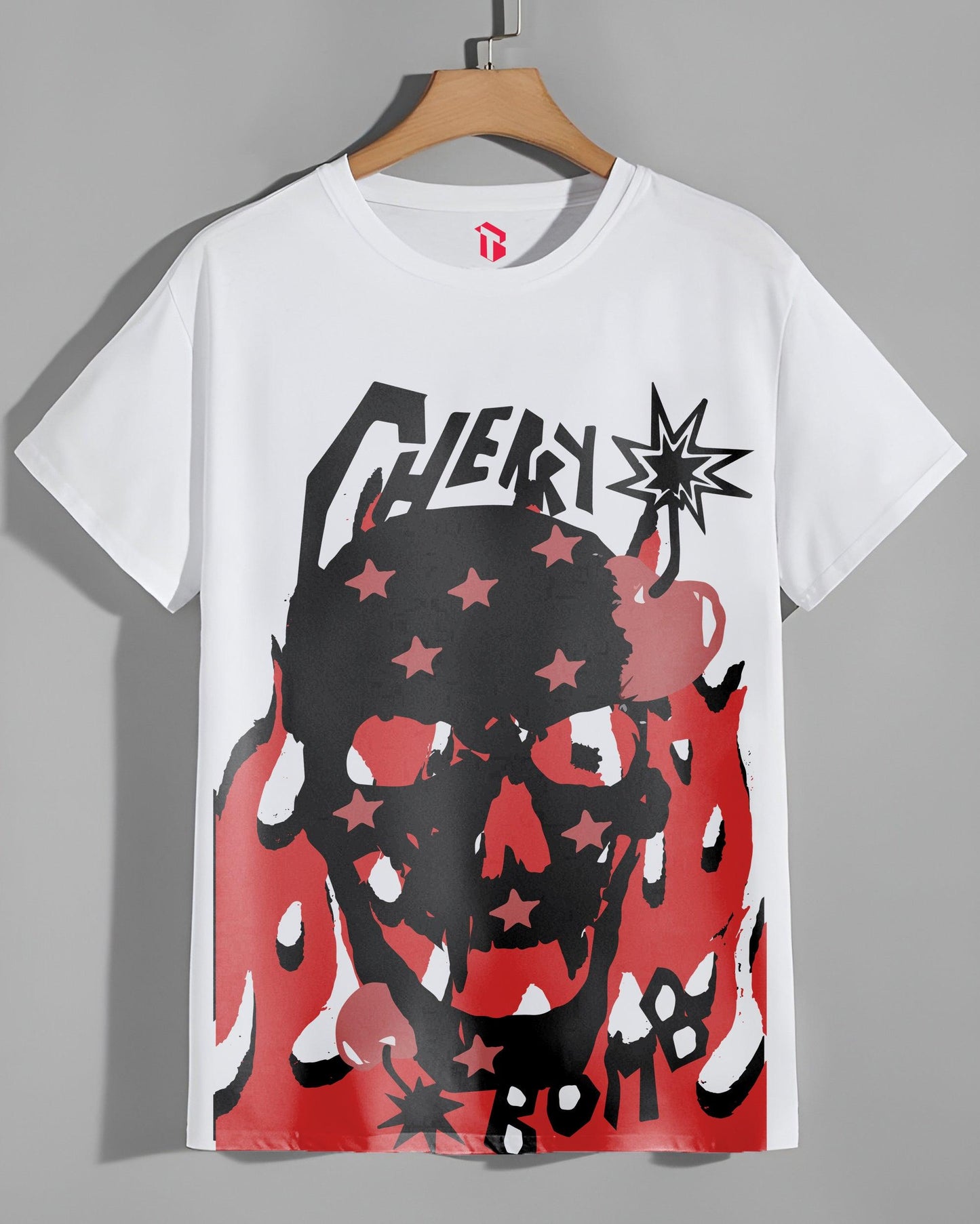 CHERRY BOMB SKELETON WHITE T-SHIRT