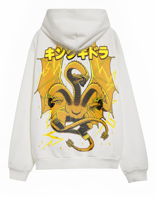 TRIPLE DRAGON FLAMES WHITE HOODIE