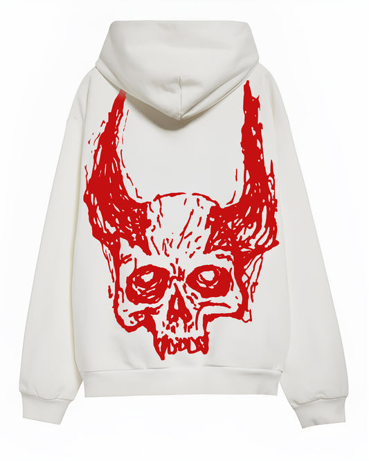 ONLY HALF EVIL WHITE HOODIE