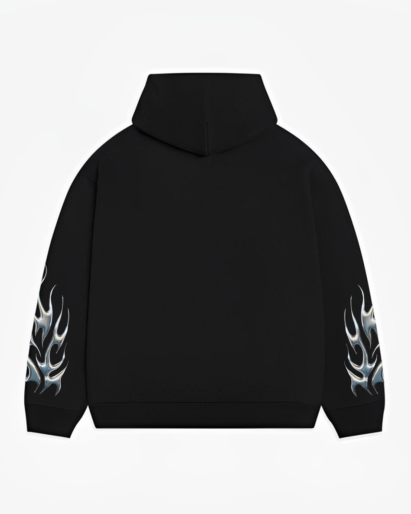 SILVER FLAMES BLACK ZIPPER HOODIE REGULAR FIT