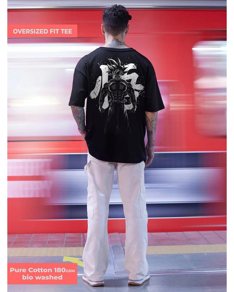 ANIME POWER GOD BLACK OVERSIZED T-SHIRT