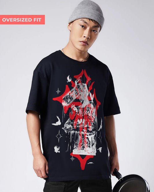 ANIME AXE SOUL BLACK OVERSIZED T-SHIRT