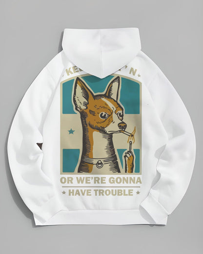 GANGSTAR DOG CHIHUAHUA WHITE HOODIE