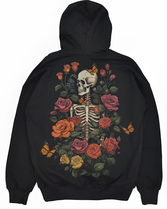 Skeleton Blossom Black Hoodie