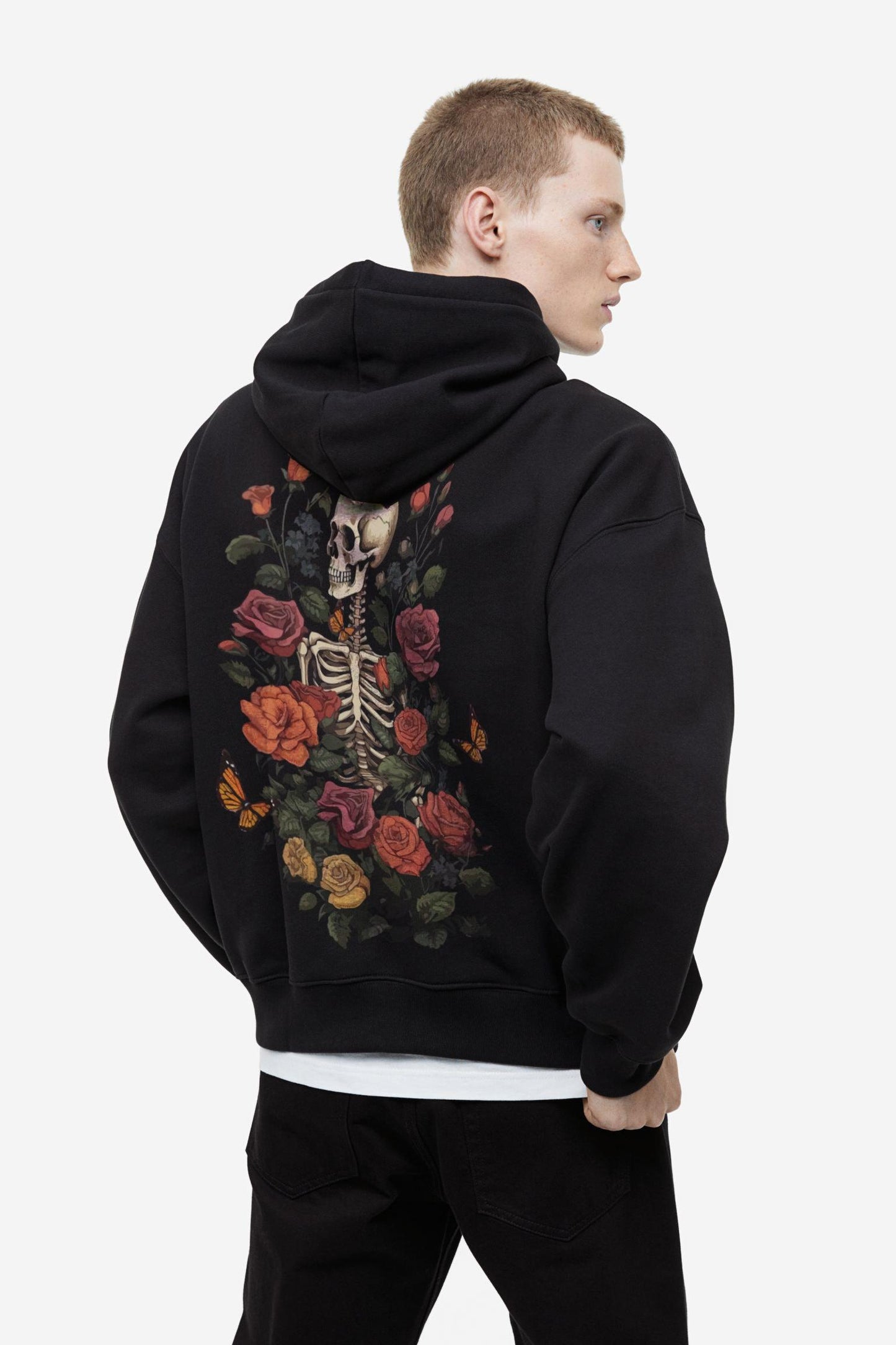 Skeleton Blossom Black Hoodie