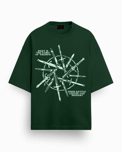 Meaningless Battle | Oversized | 240GSM (100% Cotton) | Bottle Green Color