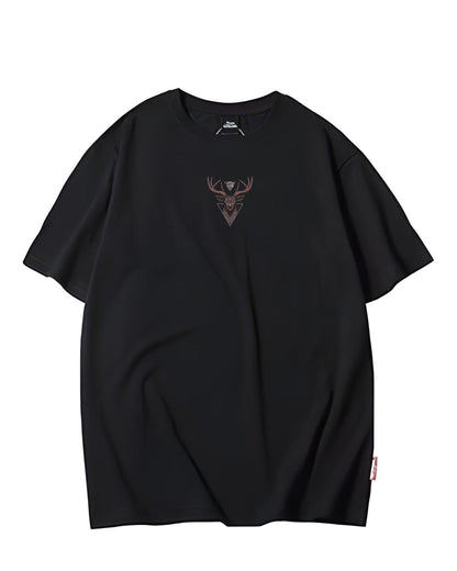 LUNAR DEER JUNGLE SKULL BLACK OVERSIZED T-SHIRT