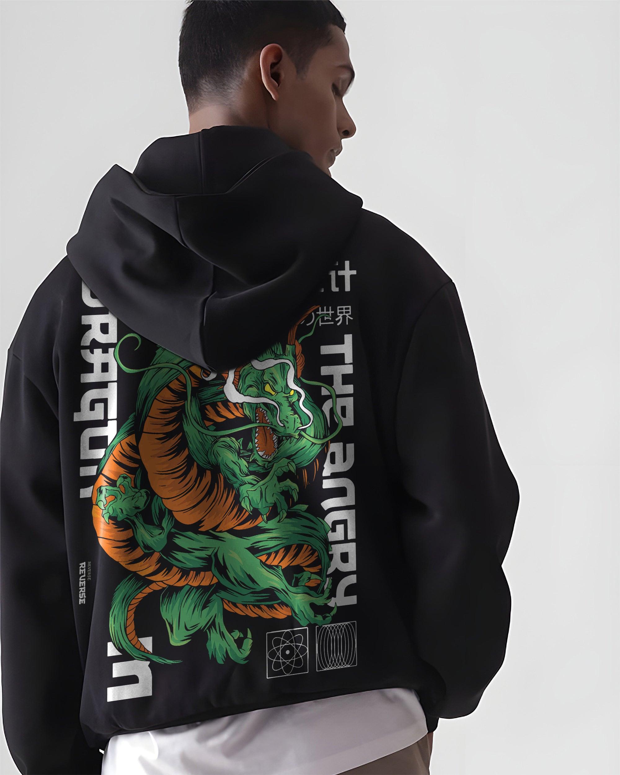 THE ANGRY DRAGON REGULAR FIT BLACK HOODIE