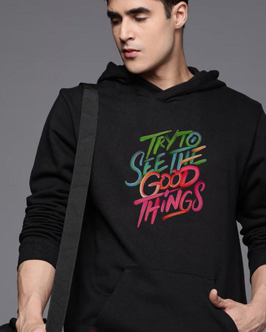 MOTIVATIONAL QUOTE REGULAR FIT BLACK HOODIE