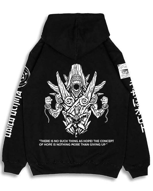 ANIME FRAGMENTED SOUL BLACK REGULAR FIT HOODIE