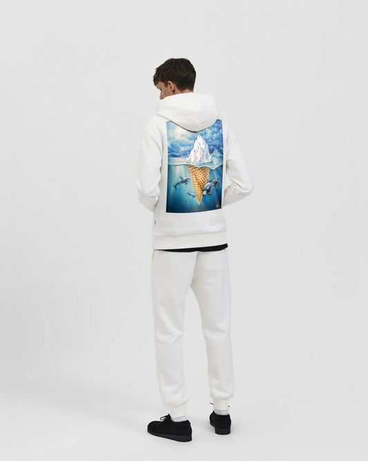 MELTING ICE AND CREAM REGULAR FIT WHITE HOODIE