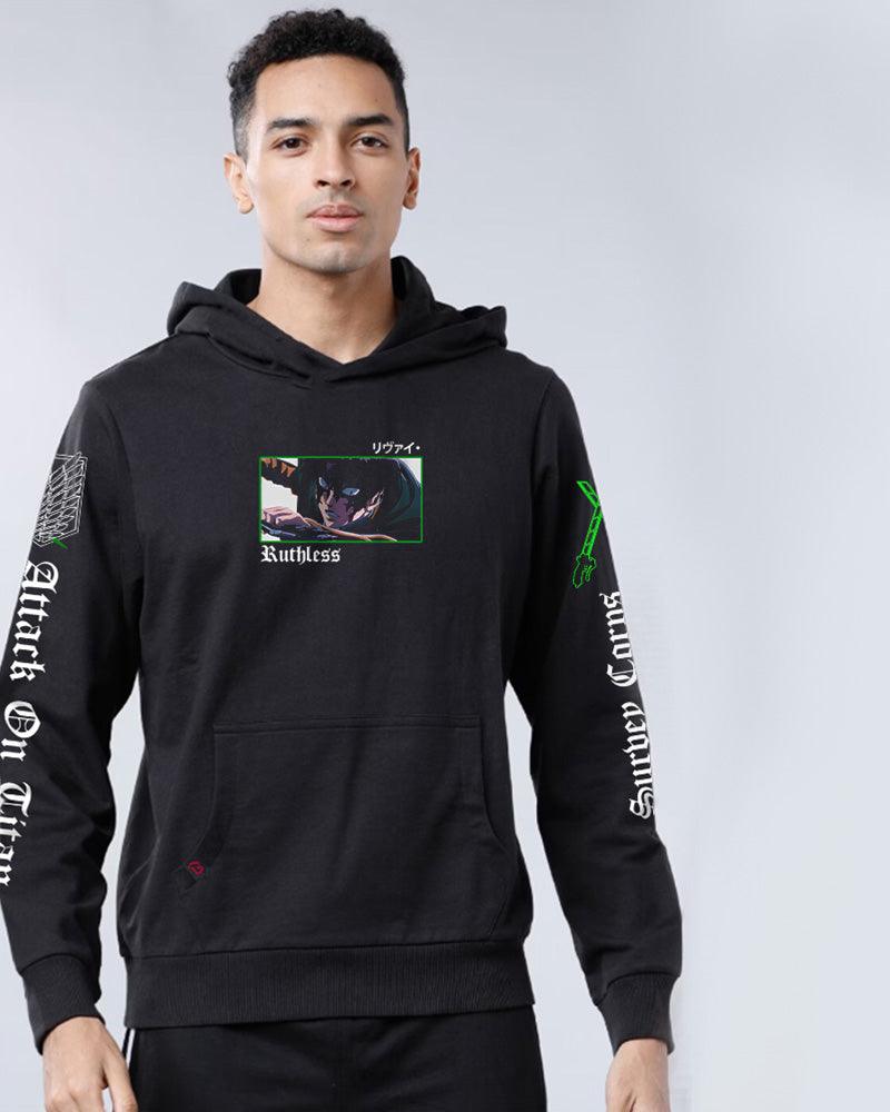 ANIME WAR REVOLUTIONS BLACK REGULAR FIT HOODIE