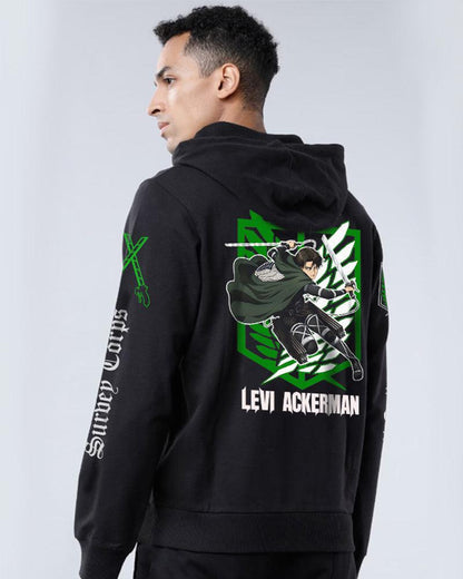 ANIME WAR REVOLUTIONS BLACK REGULAR FIT HOODIE