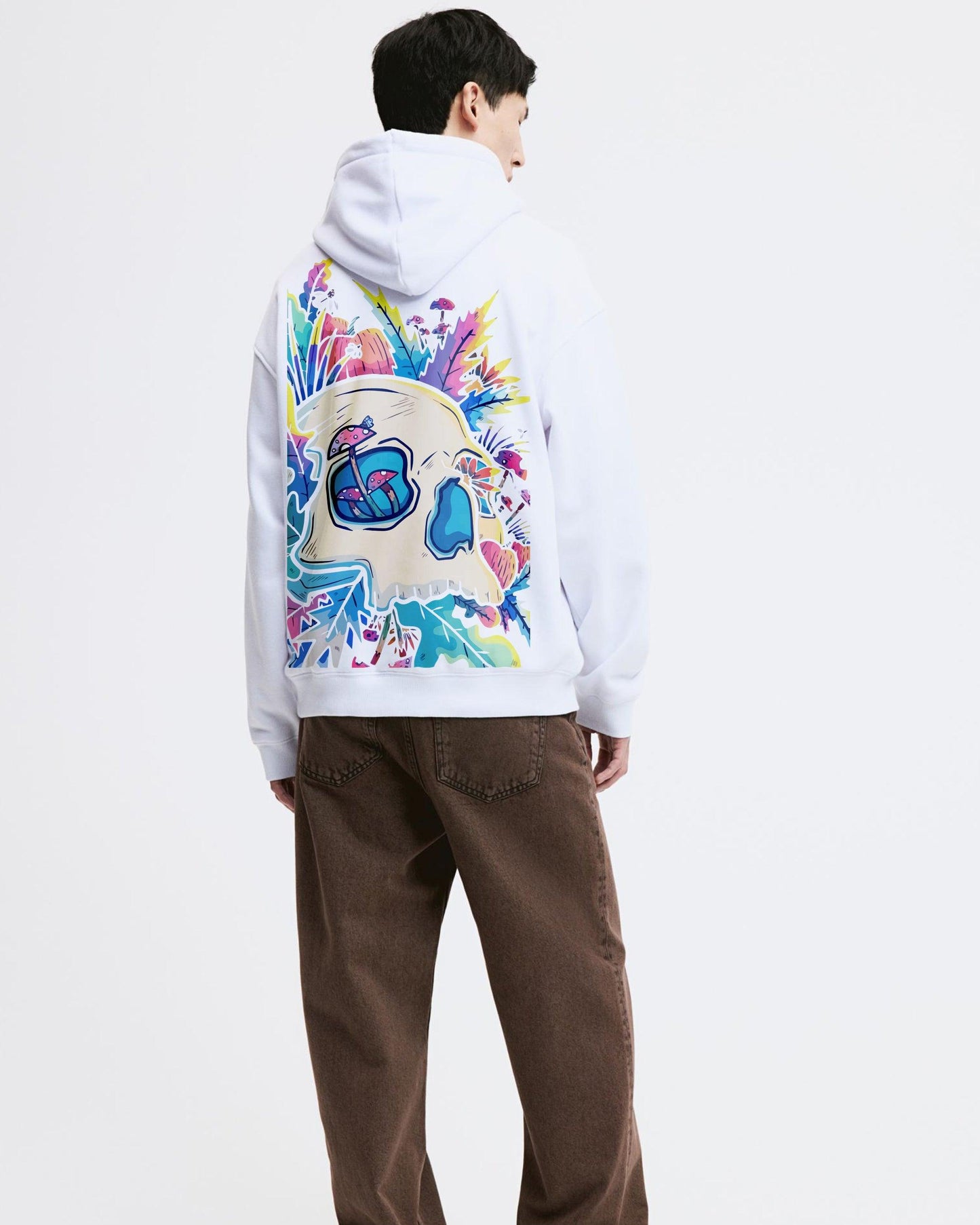 COLORFUL SKELETON FREEDOM REGULAR FIT WHITE HOODIE