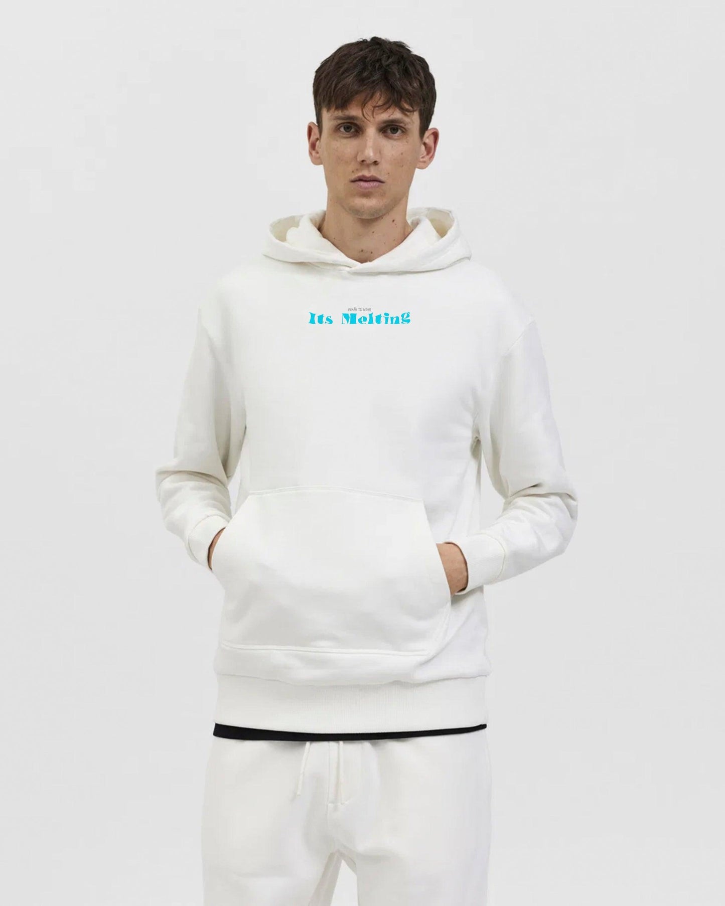 MELTING ICE AND CREAM REGULAR FIT WHITE HOODIE