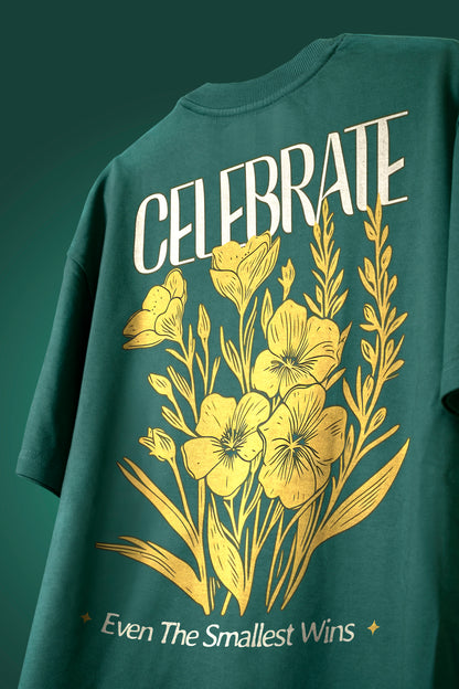 CELEBRATE NATURE | HEAVY WEIGHT OVERSIZED T-SHIRT | BOTTLE GREEN