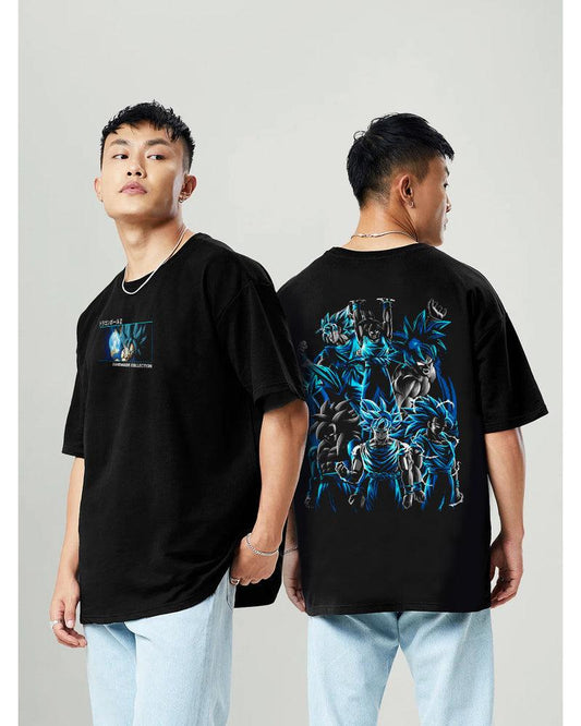 GOKU ANIME All Forms Oversized Black T-shirt