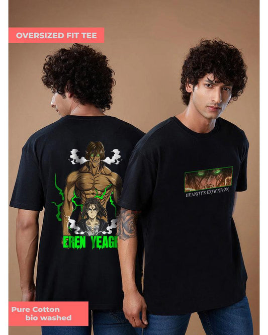 ANIME ATTACK ON TITAN Oversized Black T-shirt