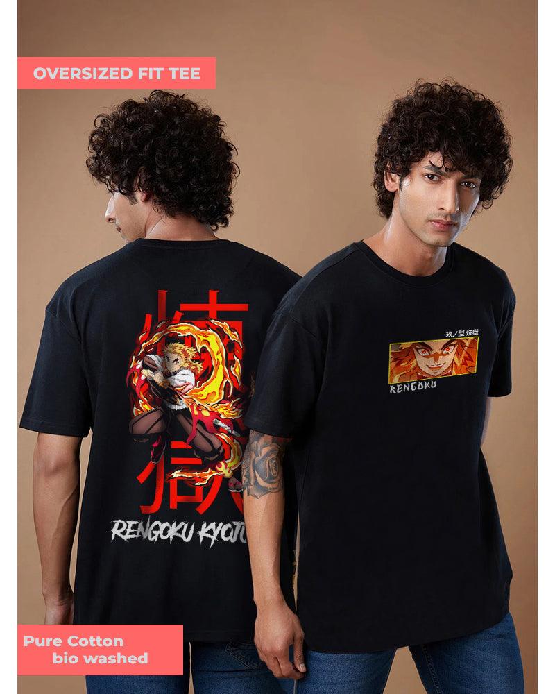 ANIME BURNING BLAZE BLACK OVERSIZED T-SHIRT