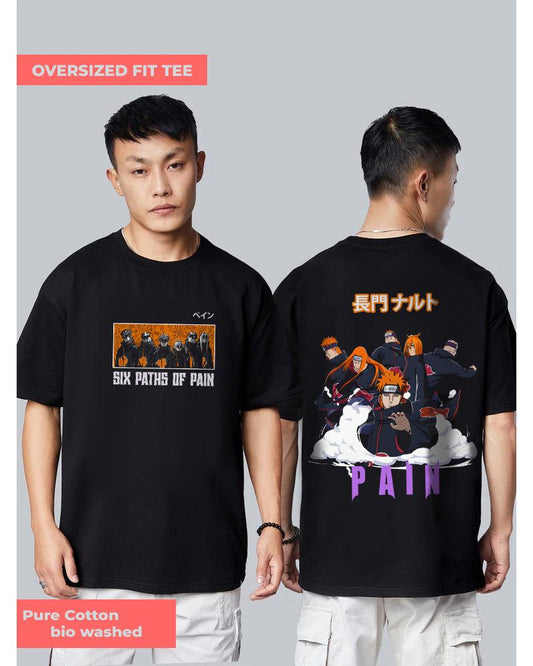 ANIME SIX PATHS OF PAIN OVERSIZED BLACK T-SHIRT