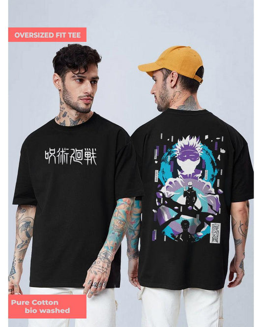 ANIME EMOTIONS OVERSIZED BLACK T-SHIRT