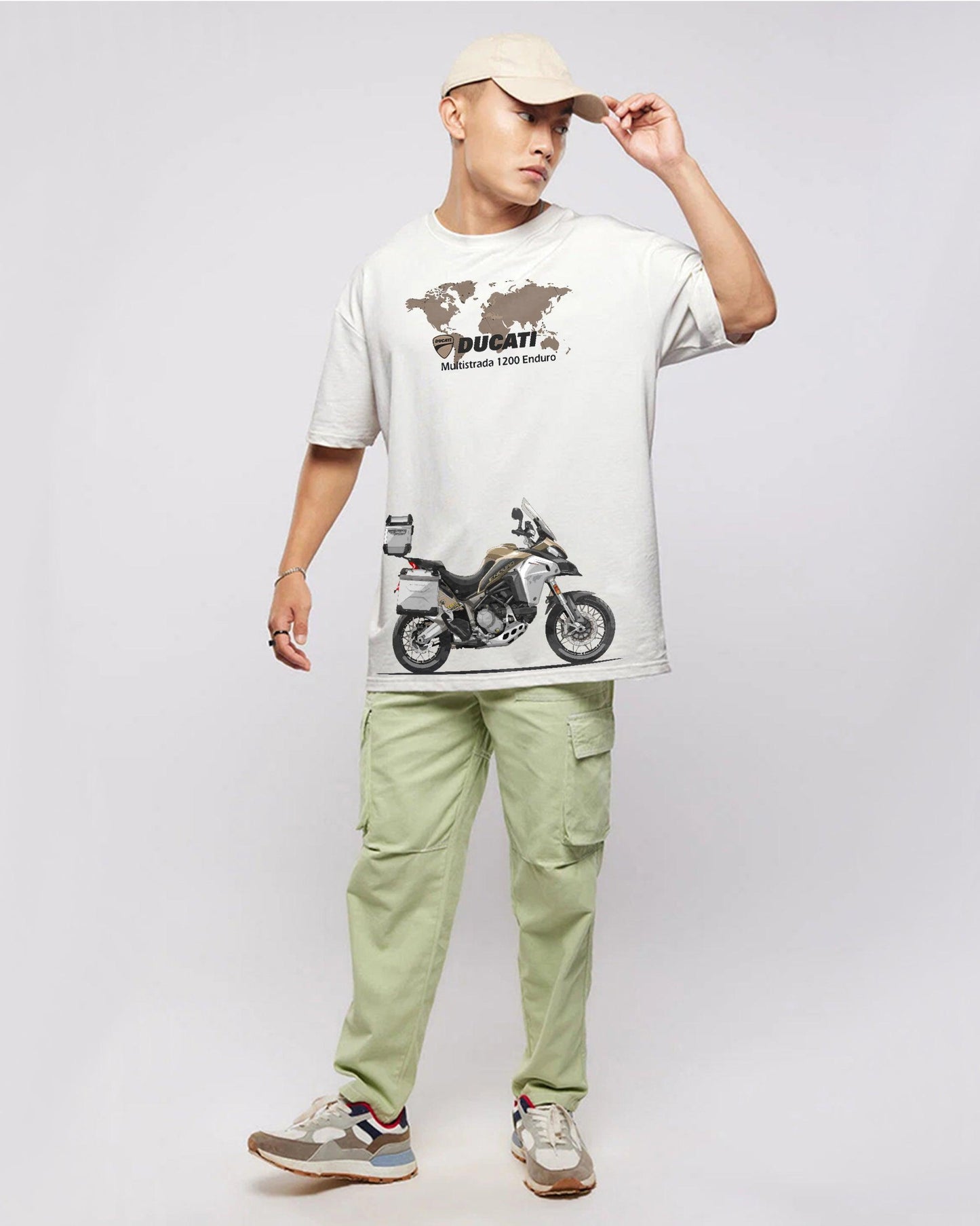 Super Bike Printed Oversized Tee White