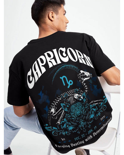 CAPRICORN ZODIAC OVERSIZED T-SHIRT BLACK 260GSM