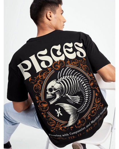 PISCES OVERSIZED T-SHIRT BLACK 260GSM