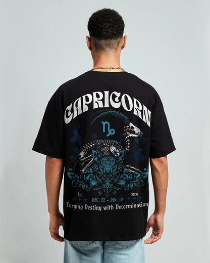 CAPRICORN ZODIAC OVERSIZED T-SHIRT BLACK 260GSM