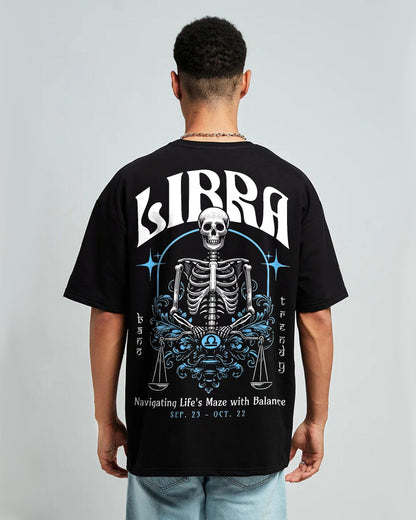 LIBRA ZODIAC OVERSIZED T-SHIRT BLACK 260GSM