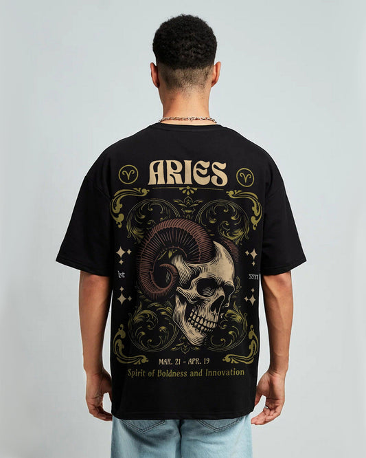 ARIES OVERSIZED T-SHIRT BLACK 260GSM