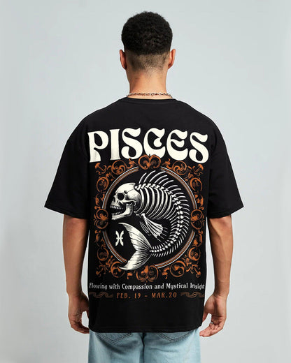 PISCES OVERSIZED T-SHIRT BLACK 260GSM