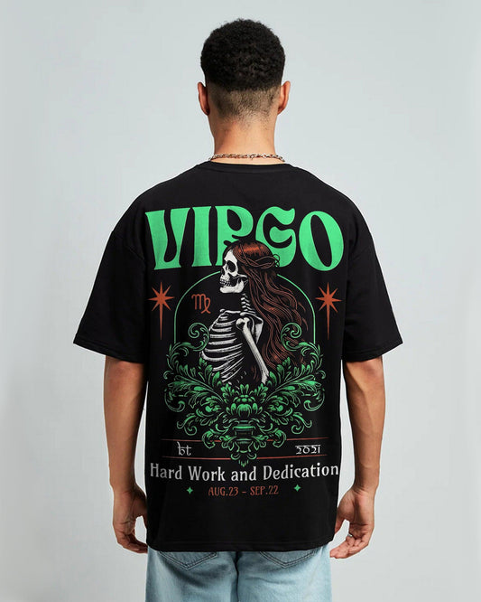 VIRGO ZODIAC OVERSIZED T-SHIRT BLACK 260GSM