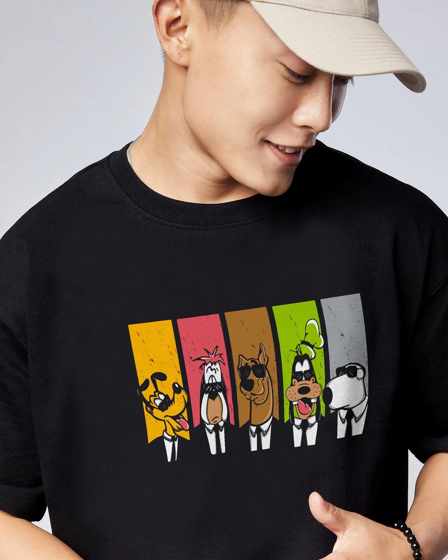 SCOOBY FRIENDS OVERSIZED T-SHIRT BLACK  260GSM