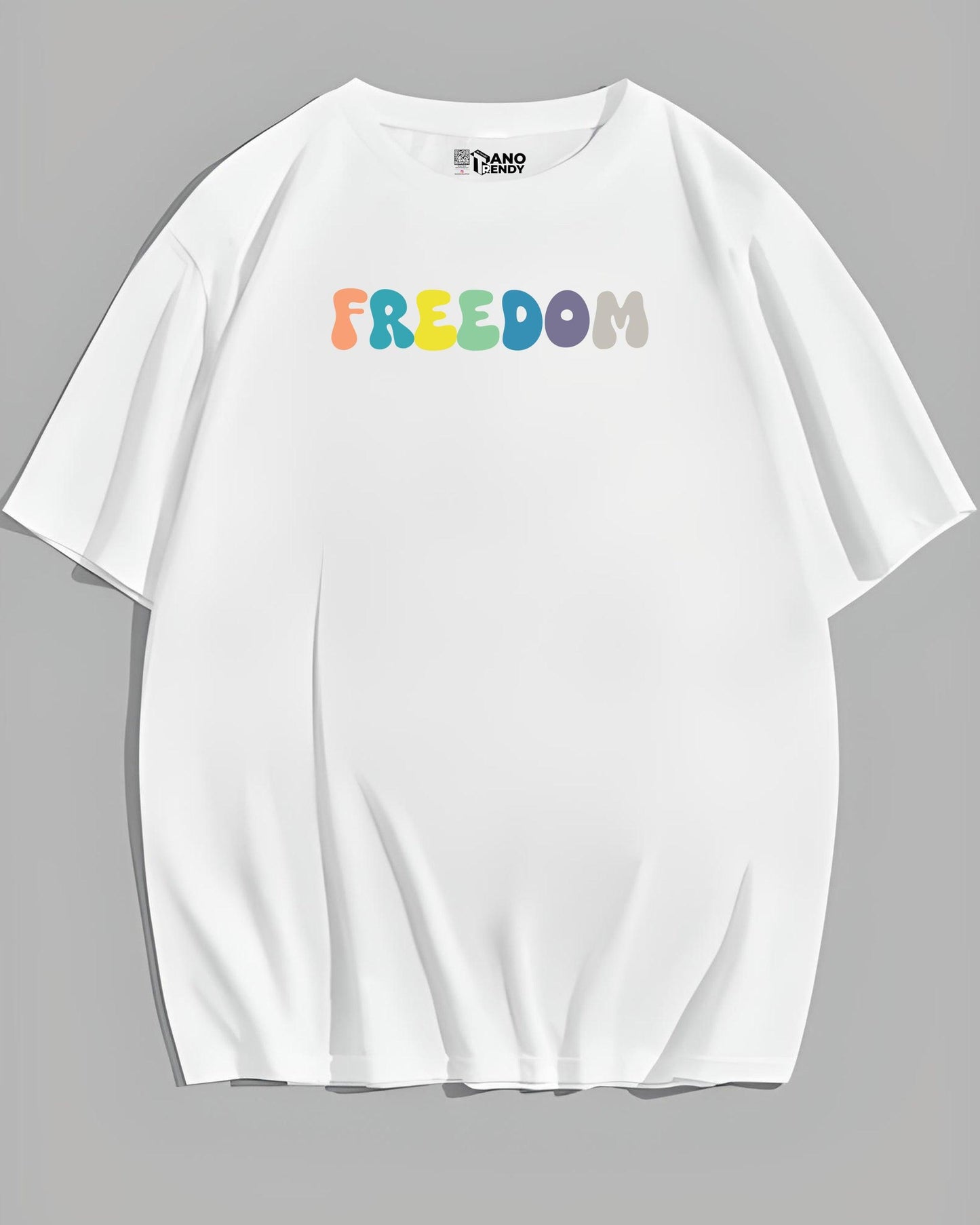 COLOURFUL SKELETON FREEDOM WHITE OVERSIZED T-SHIRT